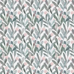 black-grey botanical cotton fabric from Voyage Maison