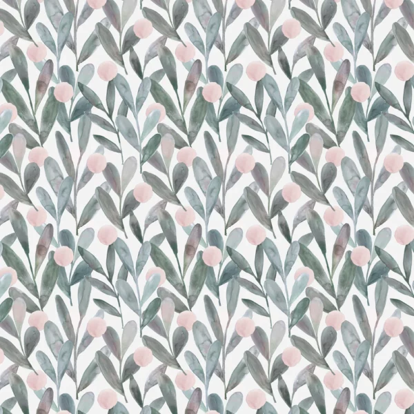 Enso Fabric - Granite by black-grey botanical cotton fabric from Voyage Maison