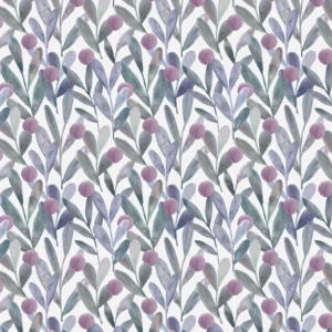 purple botanical cotton fabric from Voyage Maison