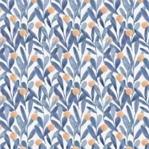 blue botanical cotton fabric from Voyage Maison