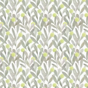 green botanical cotton fabric from Voyage Maison
