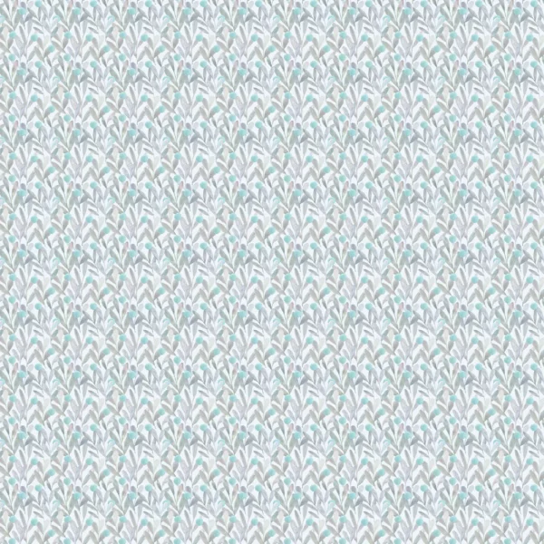 Katsura Fabric - Aqua by blue botanical cotton fabric from Voyage Maison