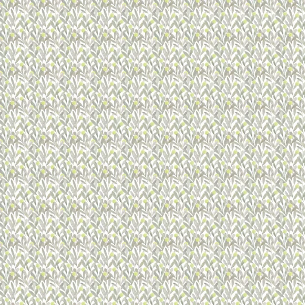 Katsura Fabric - Sage by black-grey botanical cotton fabric from Voyage Maison