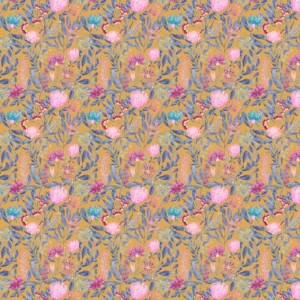 blue botanical cotton fabric from Voyage Maison