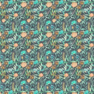 blue botanical cotton fabric from Voyage Maison