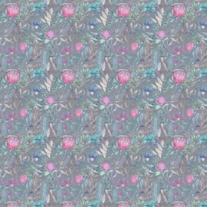 blue botanical cotton fabric from Voyage Maison