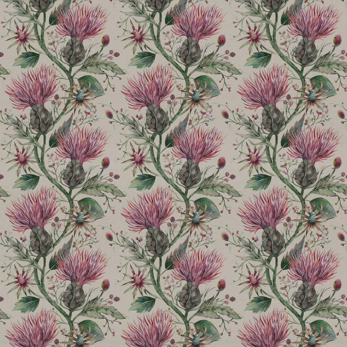 Varys Fabric - Onyx by green botanical cotton fabric from Voyage Maison