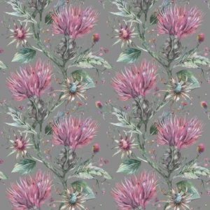 black-grey botanical cotton fabric from Voyage Maison