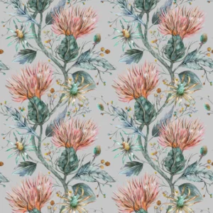 blue botanical cotton fabric from Voyage Maison