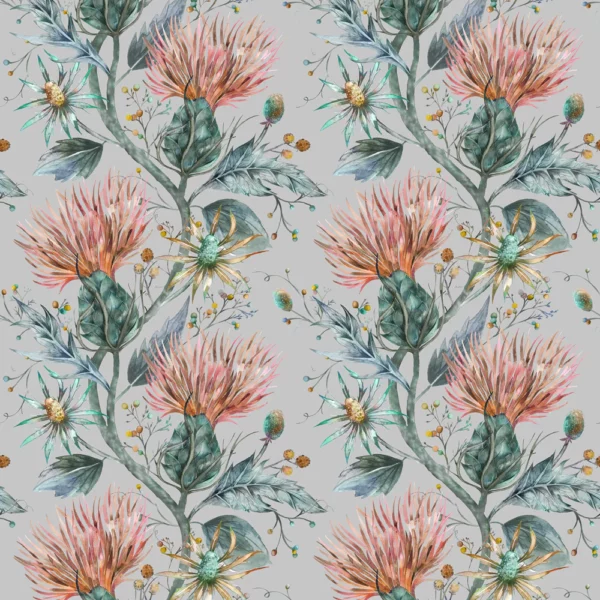 Elysium Fabric - Sapphire by blue botanical cotton fabric from Voyage Maison