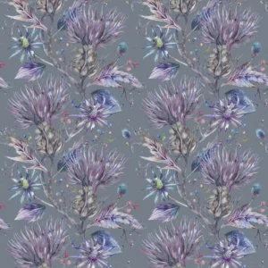 black-grey botanical cotton fabric from Voyage Maison