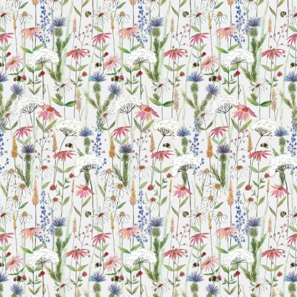 Hermione Fabric - Linen by blue botanical printed fabric from Voyage Maison
