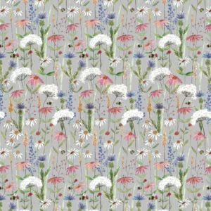 black-grey botanical printed fabric from Voyage Maison