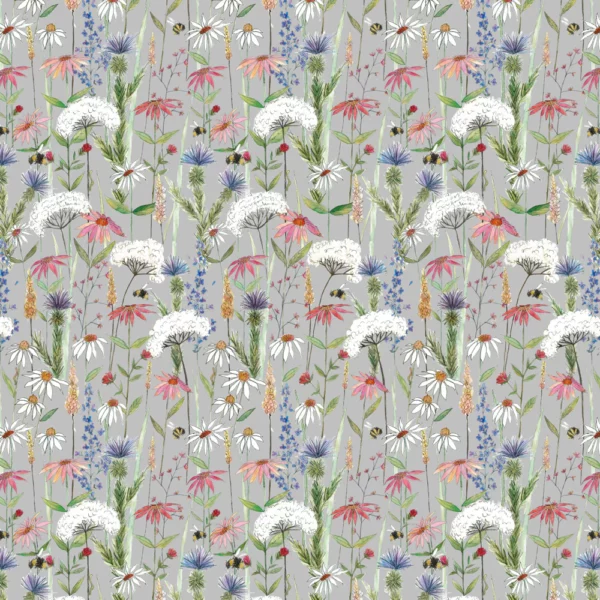 black-grey botanical printed fabric from Voyage Maison