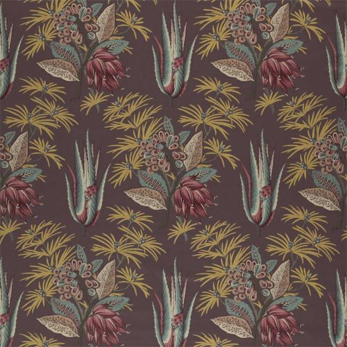 Desert Flower II Fabric - Antiquary by multicolour botanical cotton fabric from Zoffany