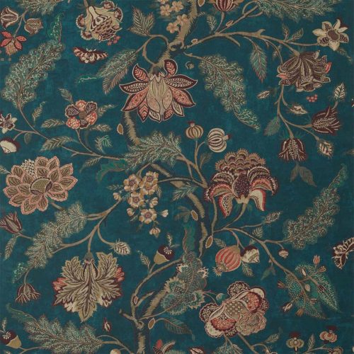 Indienne Print Fabric - Blue / Koi by blue botanical linen fabric from Zoffany