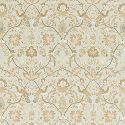 Oiseaux de Paradis Embroidery Fabric - Mineral by brown botanical embroideried fabric from Zoffany