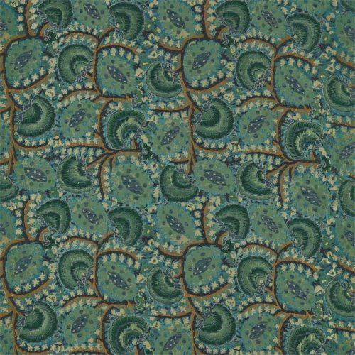 Suzani Archive Weave Fabric - Serpentine by green traditional woven fabric from Zoffany