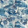 blue botanical linen fabric from Zoffany