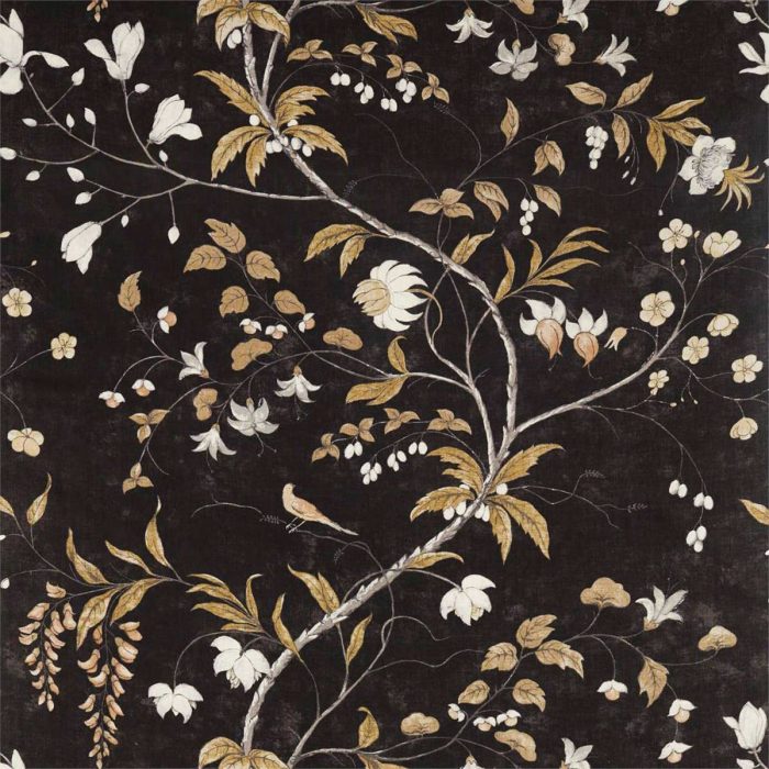 Chambalon Trail Fabric - Antique Gold / Vine Black swatch