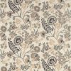 black-grey botanical embroideried fabric from Zoffany