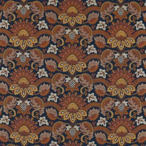 Pomegranate Velvet Fabric - Indigo / Terracota