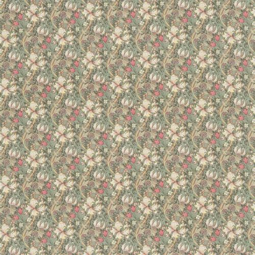 Golden Lily Minor Fabric - Artichoke / Vanilla by multicolour botanical cotton fabric from William Morris & Co