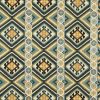 green geometric embroideried fabric from William Morris & Co