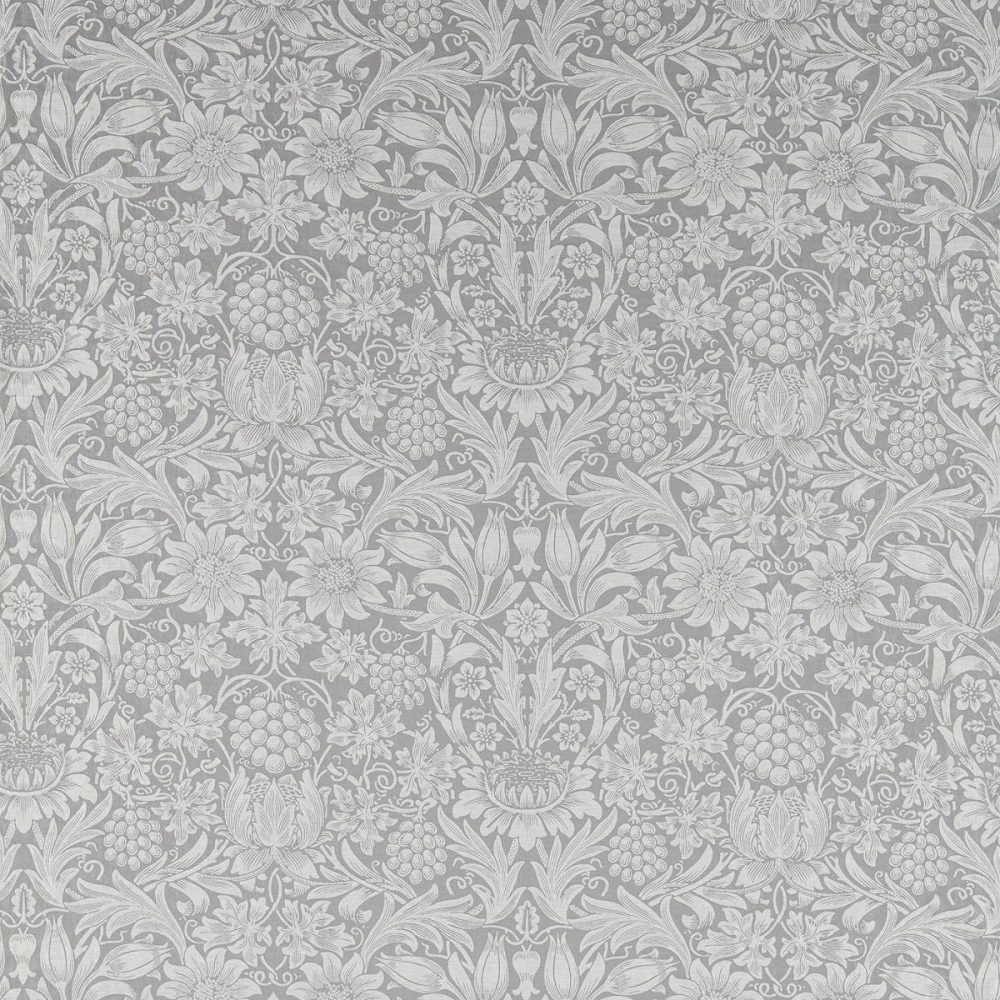 Pure Sunflower Fabric - Dove by black-grey botanical linen fabric from William Morris & Co