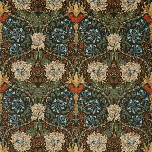 Honeysuckle and Tulip Velvet Fabric - Forest / Chestnut by Honeysuckle and Tulip Velvet Fabric - Forest / Chestnut from