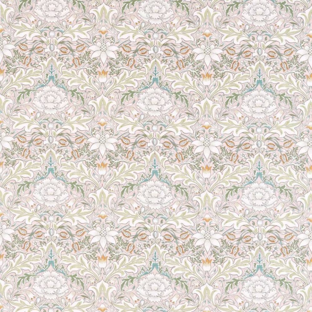 Simpy Severn Fabric - Cochineal / Willow by neutral botanical cotton fabric from William Morris & Co