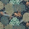 blue animal linen fabric from William Morris & Co