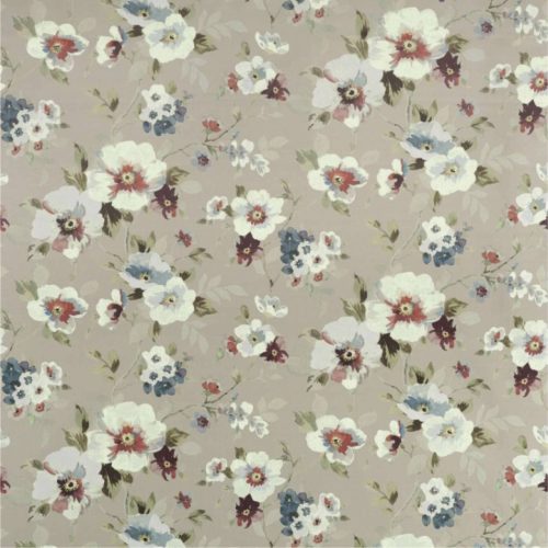Amelia Fabric - Cassis by multicolour botanical cotton fabric from Warwick