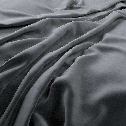 Plush Velvet Fabric - Tarmac by black-grey plain velvet-chenille fabric from Warwick