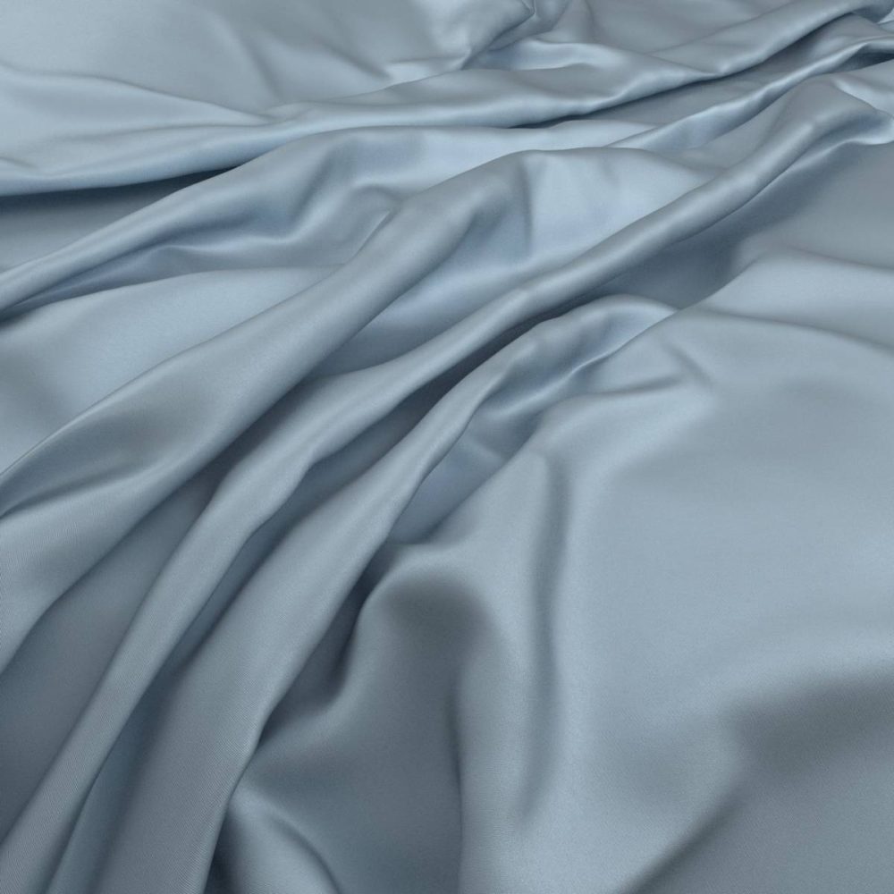 blue plain silk-satin fabric from Warwick