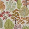 multicolour botanical embroideried fabric from Warwick