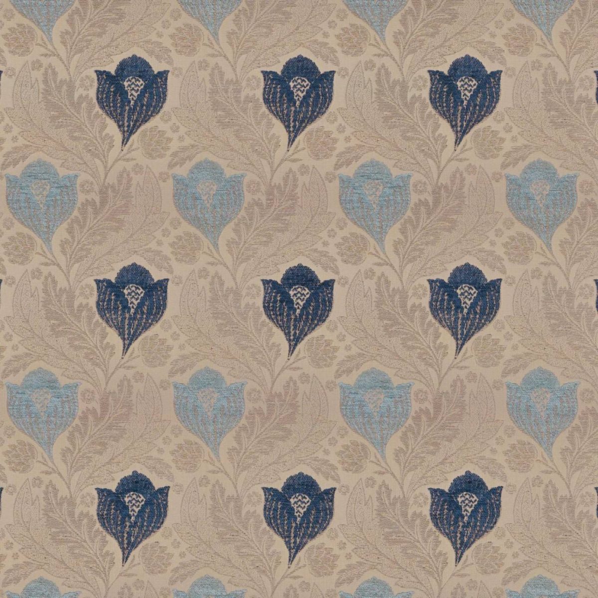 Ashbee Fabric - Oxford by blue botanical jacquard fabric from Warwick