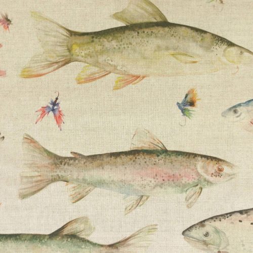 River Fish Large Fabric - Linen by River Fish Large Fabric - Linen from