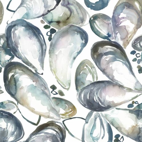 Mussel Shells Fabric - Slate by Mussel Shells Fabric - Slate from