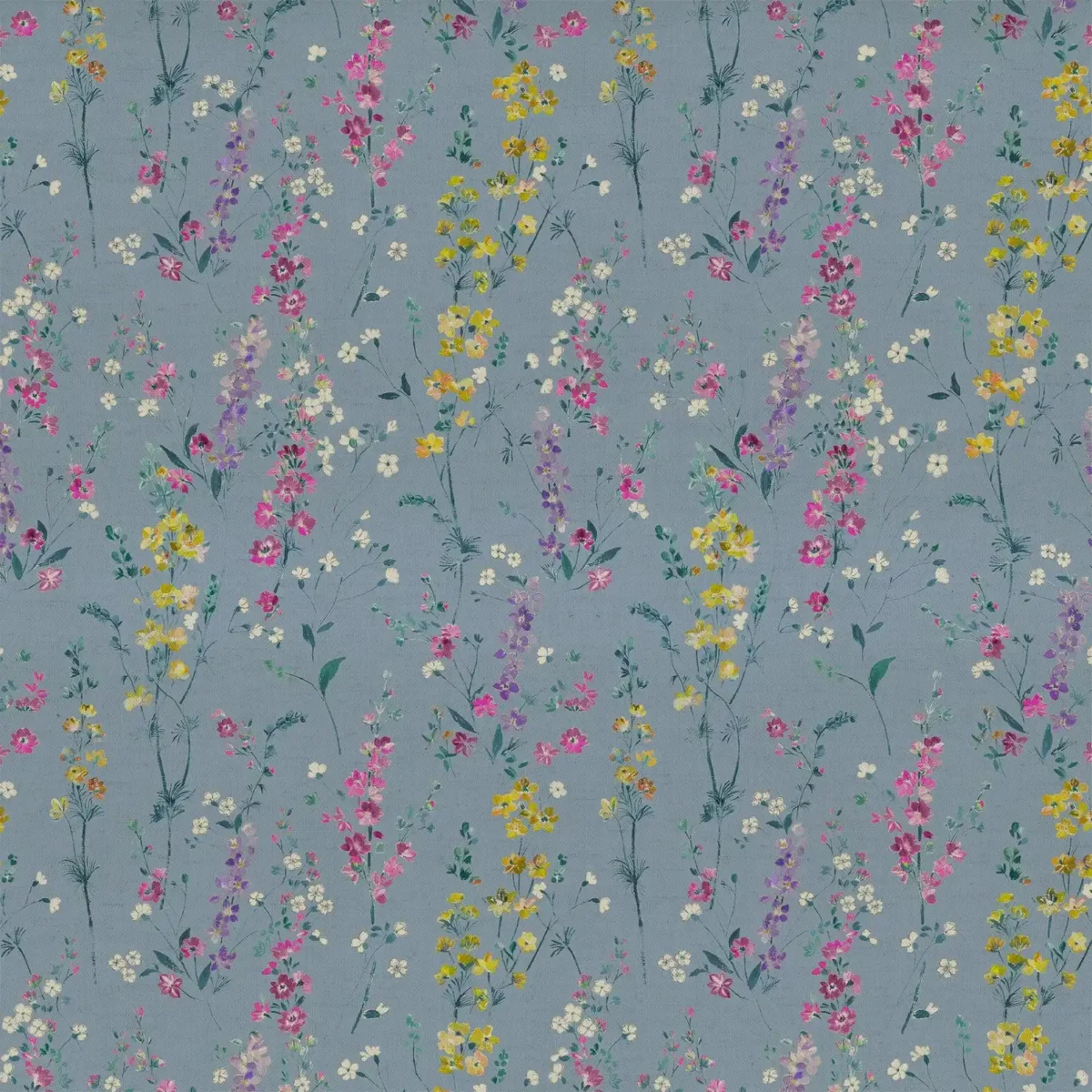 Briella Fabric - Bluebell Linen by blue botanical printed fabric from Voyage Maison