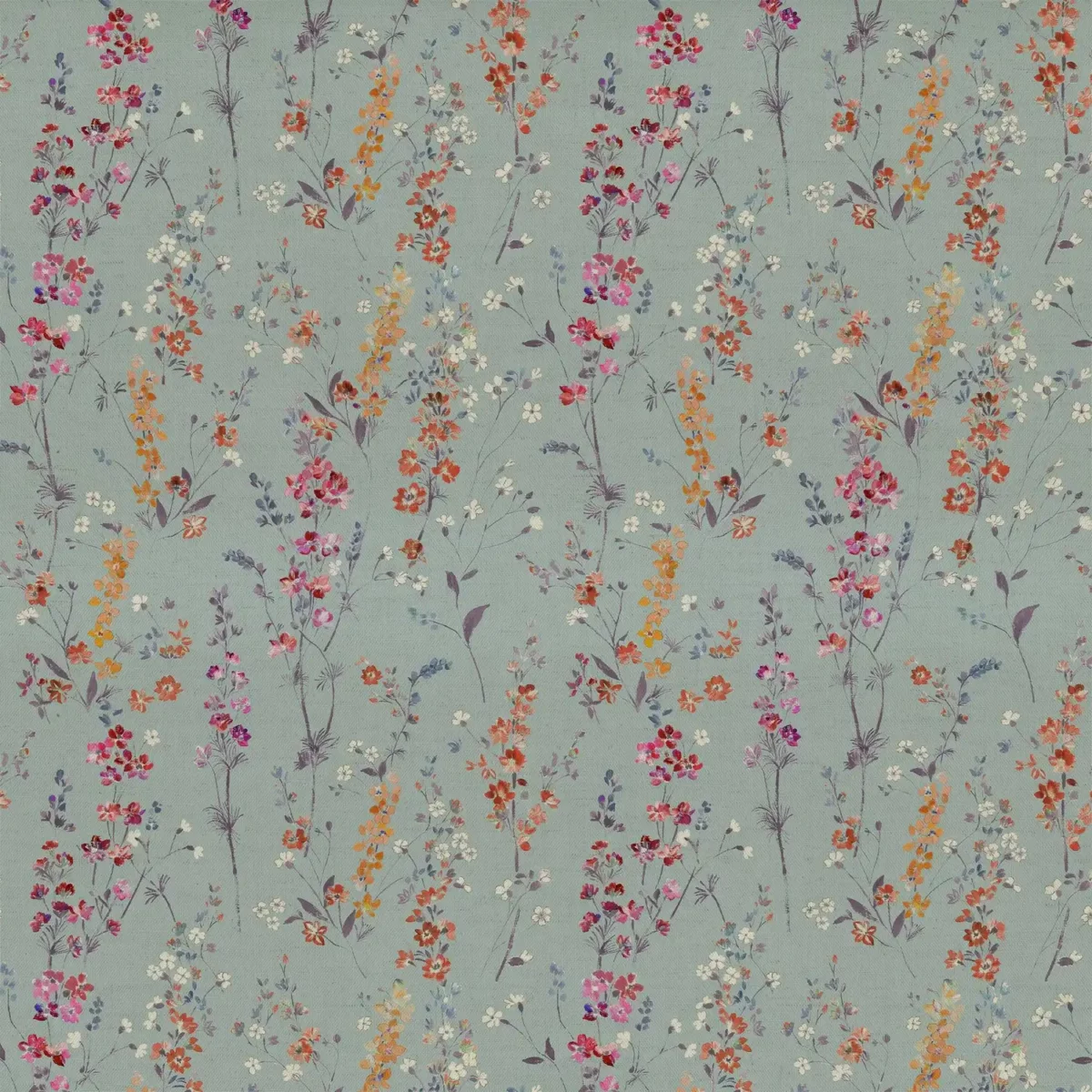 Briella Fabric - Cornflower Linen by blue botanical printed fabric from Voyage Maison