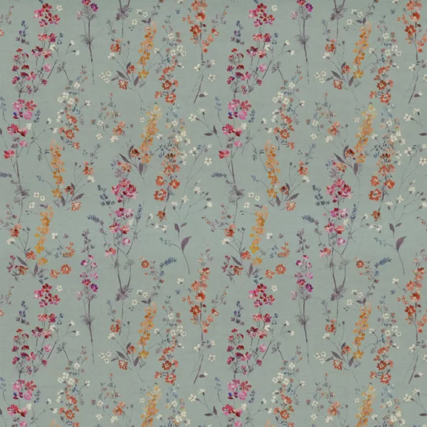 Briella Fabric - Cornflower Linen by blue botanical printed fabric from Voyage Maison