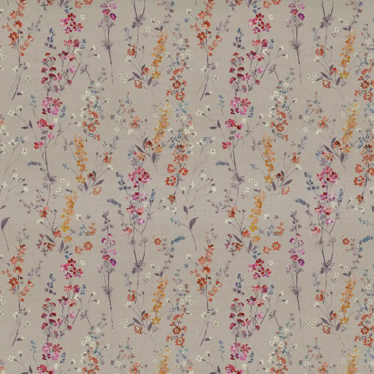 Briella Fabric - Heather Linen by neutral botanical printed fabric from Voyage Maison