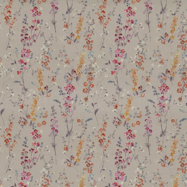 Briella Fabric - Heather Linen by neutral botanical printed fabric from Voyage Maison