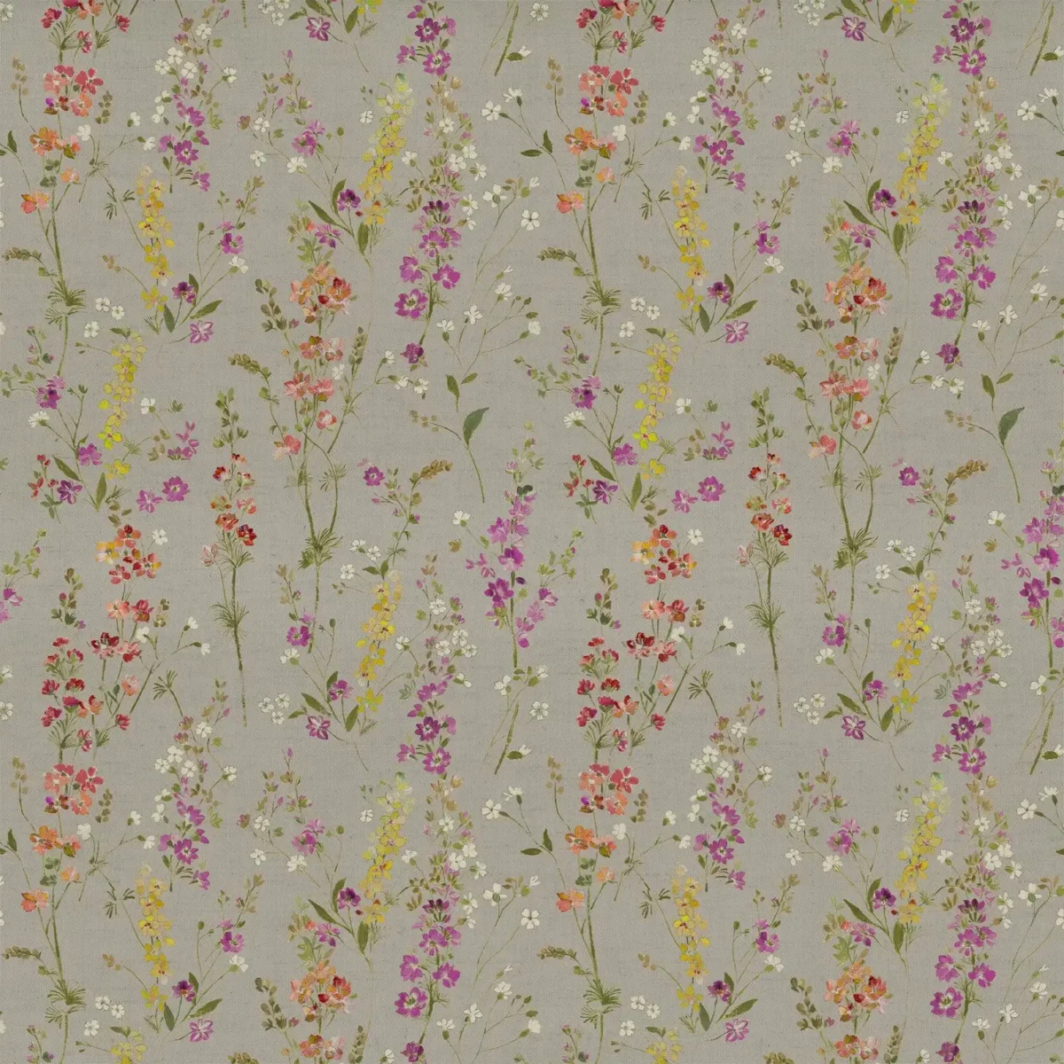 Briella Fabric - Russet Linen by black-grey botanical printed fabric from Voyage Maison