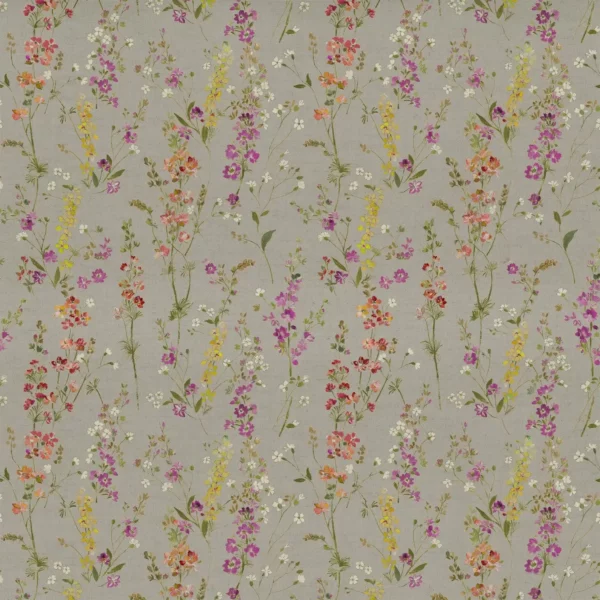 Briella Fabric - Russet Linen by black-grey botanical printed fabric from Voyage Maison