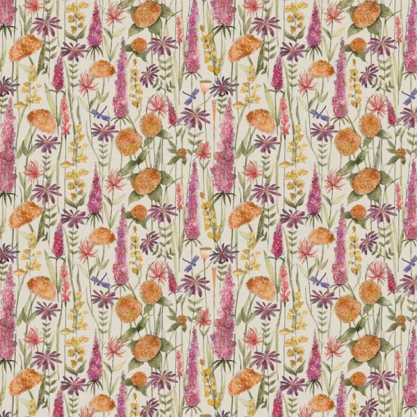 Florabunda Fabric - Russet by neutral botanical printed fabric from Voyage Maison