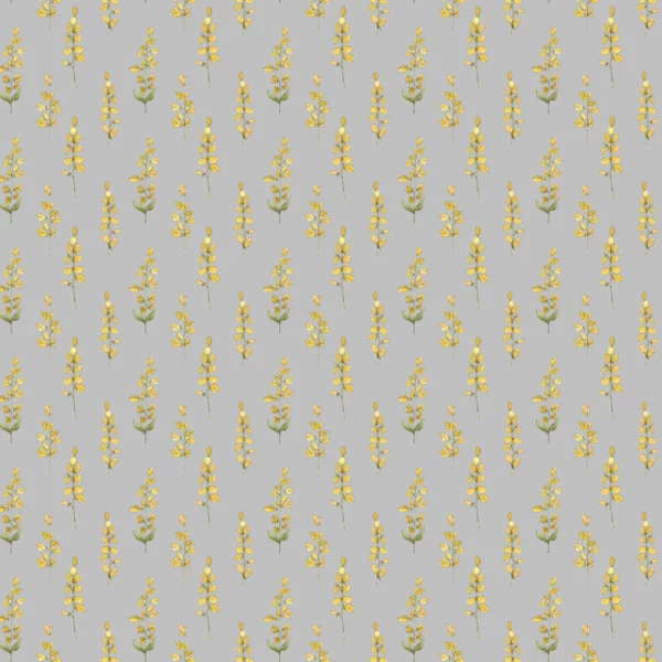 Helaine Fabric - Gold by black-grey botanical printed fabric from Voyage Maison