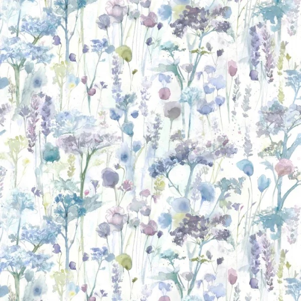 Sorong Fabric - Violet by blue botanical cotton fabric from Voyage Maison