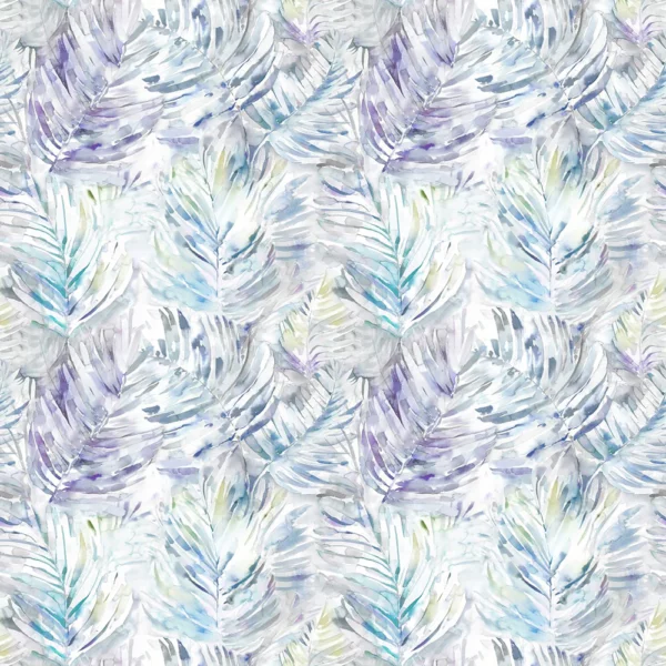 Equador Fabric - Indigo by multicolour botanical cotton fabric from Voyage Maison